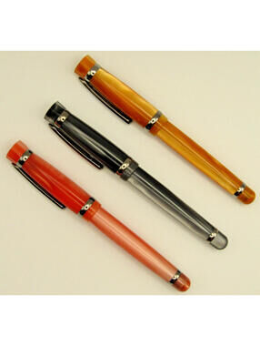 Set of 3 Levenger Verona Ballpoint Pens Orange D893, Gray I334 and Orange F355